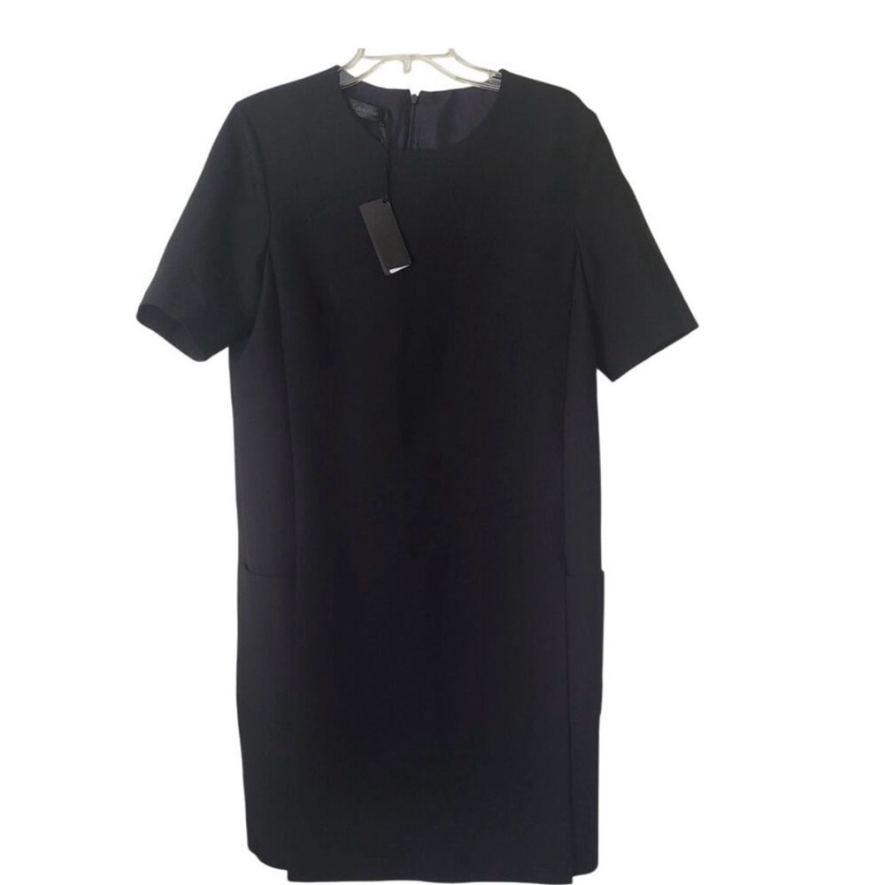 NWT Calvin Klein Collection Janelle Black Shift Wool Blend Dress Made in Italy
